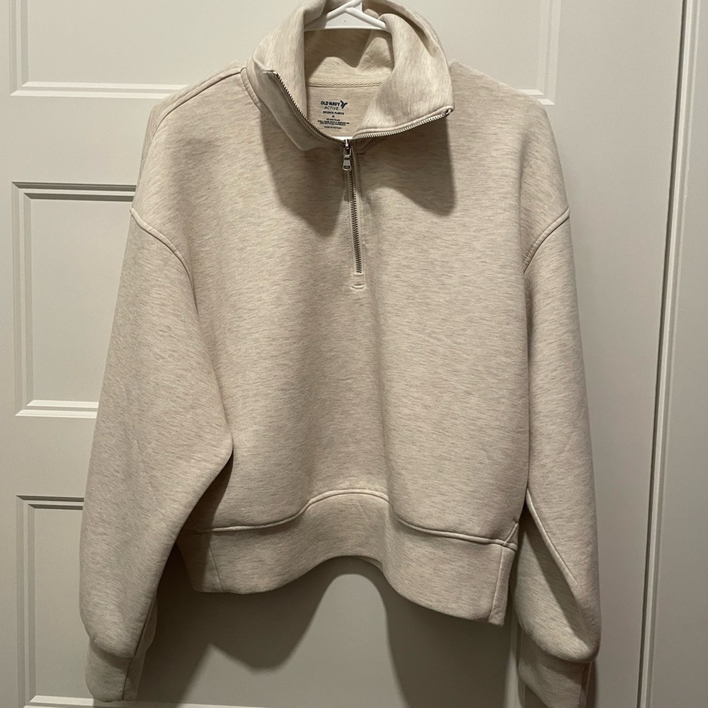 Old Navy Cream Active Fleece Quarter-Zip